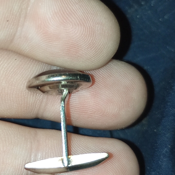 Vintage pioneer black onyx sliver tone cuff link's - Picture 2 of 5